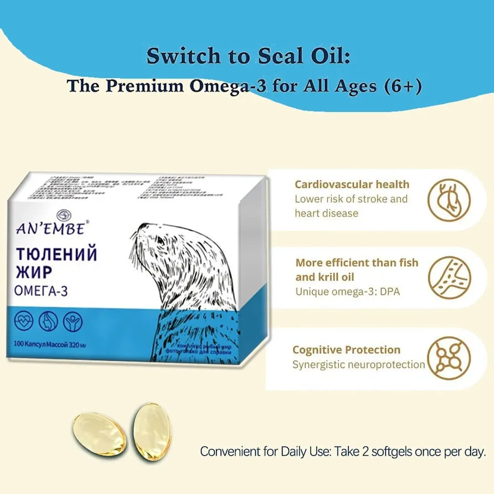 Harp Seal Oil Omega-3 Fish Oil Capsules Rich Source of EPA & DHA for Good Health Chemical-Free Non-GMO - 100 Softgels — image 3