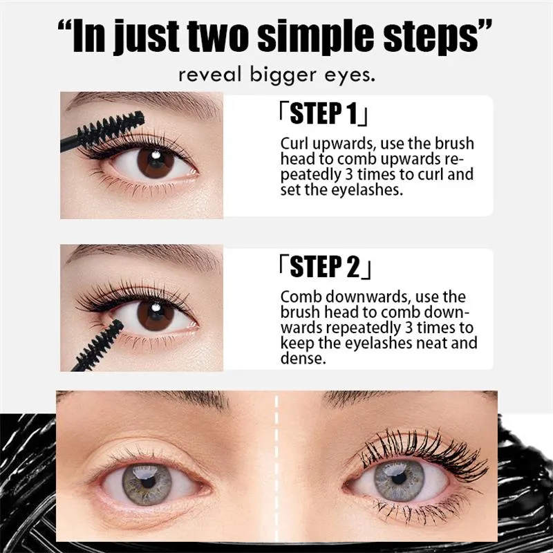 Eye Black Mascara Waterproof Lengthens Eyelashes Extension Silk Fiber Mascare Eye Makeup for Women Cosmetic Korean Make up — image 6