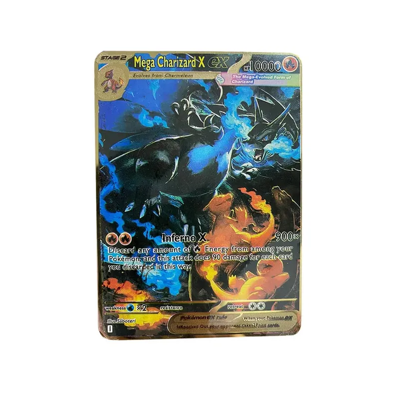 بطاقة البوكيمون Vmax حروف بوكيمون معدنية بيكاتشو Gx Mewtwo Charizard Vstar ألعاب أنيمي ألعاب حديد ذهبي أوراق اللعب هدايا للأطفال — image 23
