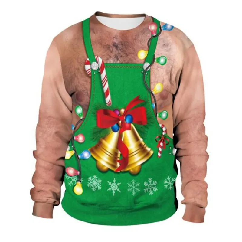 Funny Christmas Sweater Men Women Pullover Xmas Sweatshirt Ugly Graphic Y2k Sweatshirts for Holiday Party Loose Men's Clothing — image 8