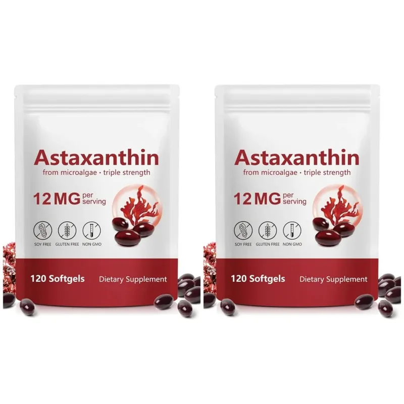 Astaxanthin Softgels 12mg Per Serving Microalgae 120 CT Gluten-Free Soy-Free Non-GMO Vegan Supports Antioxidant Activity — image 7