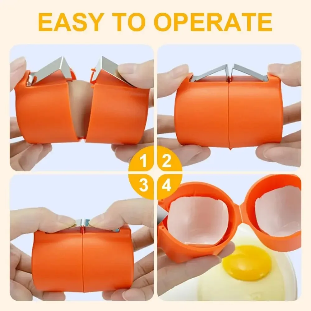 1/2pcs Multifunctional Egg Shell Opener Handheld Egg Cracker Separator Tool Eggshell Cutter Easy Open Kitchen Gadget for Raw Egg — image 3