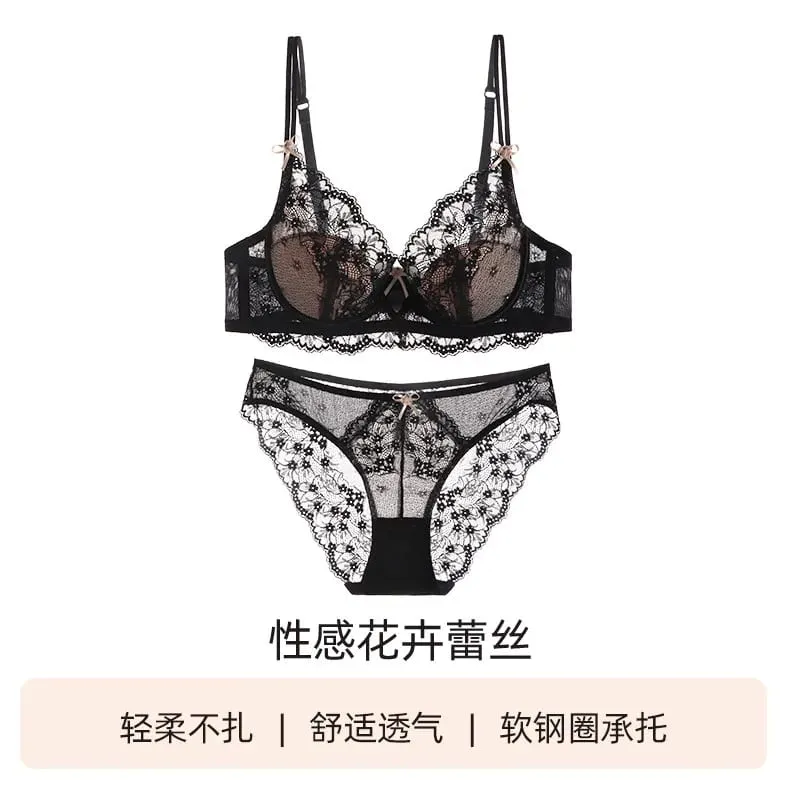 Women Pink Lace Full‑Cup Thin Minimizer Bra Set Push‑Up Anti‑Sag Support Lingerie Intimates For Large Breast Ladies Casual Daily — image 12