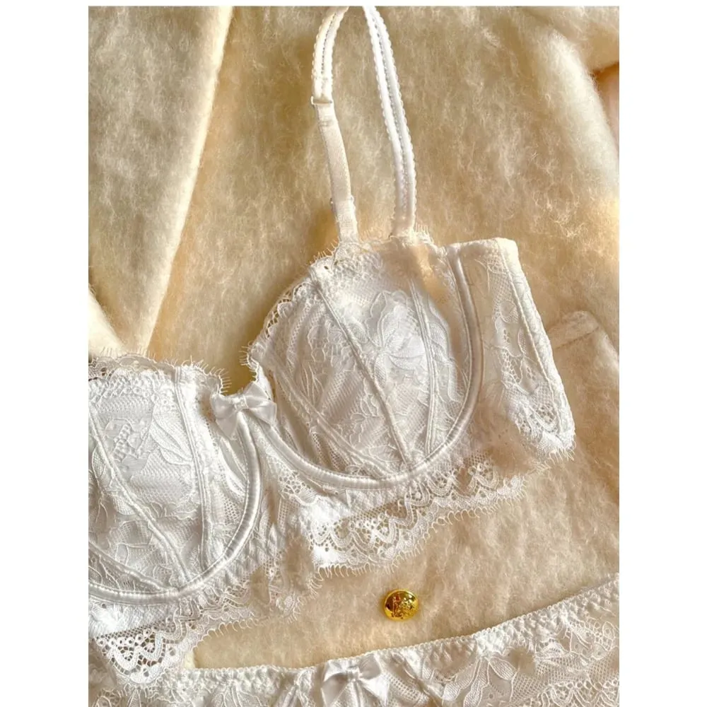 French Half Cup Rabbit Ear Bra Set Hot Sale Strapless Non‑Slip Minimizer Side Support Anti‑Sag 32‑38 Women Lingerie — image 5