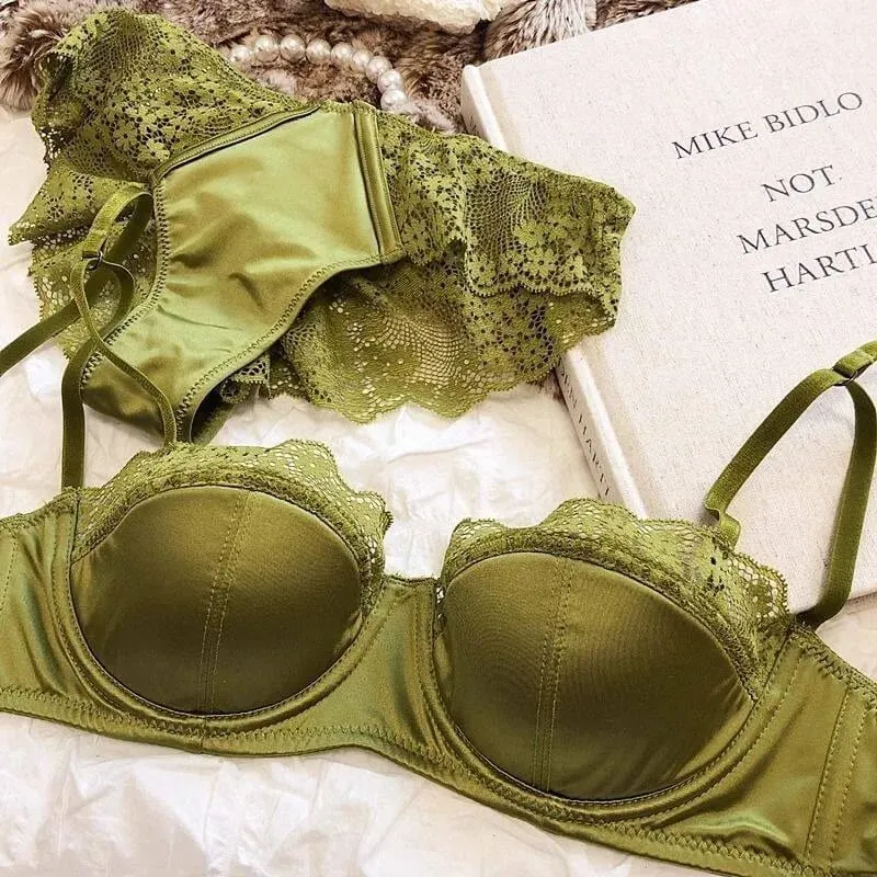 Sexy French Half Cup Lace Bra Soft Underwire Small Breast Enhancer Anti Sag Beautiful Back Women Lingerie 32-38 Comfort All Day — image 7