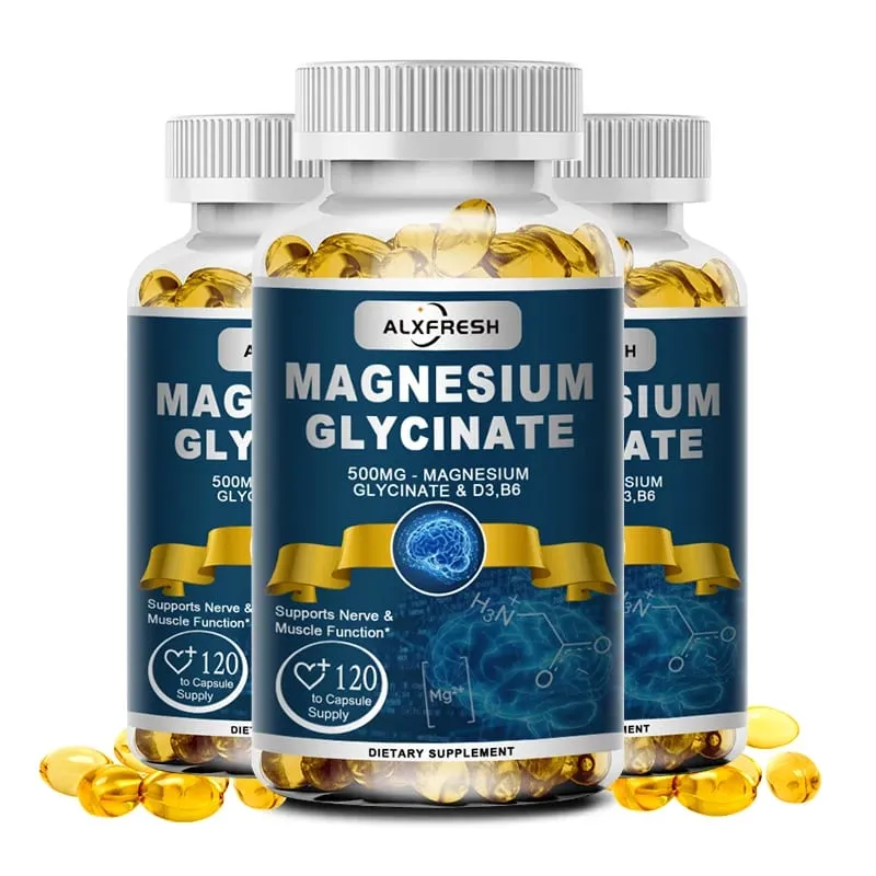 Magnesiumglycinattillskott Zink Vitamin D3 B6 Stöd Muskler och nervsystem Trötthet Hälsa — image 4