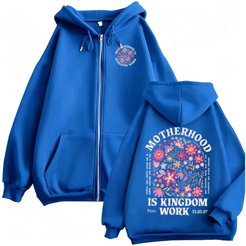 Motherhood Is Kingdom Work Zipper Hoodies Christian Mom Proverbs 31 Zip Up Hoodie Men Women Casual Fleece Sweatshirt Jacket Coat — image 9