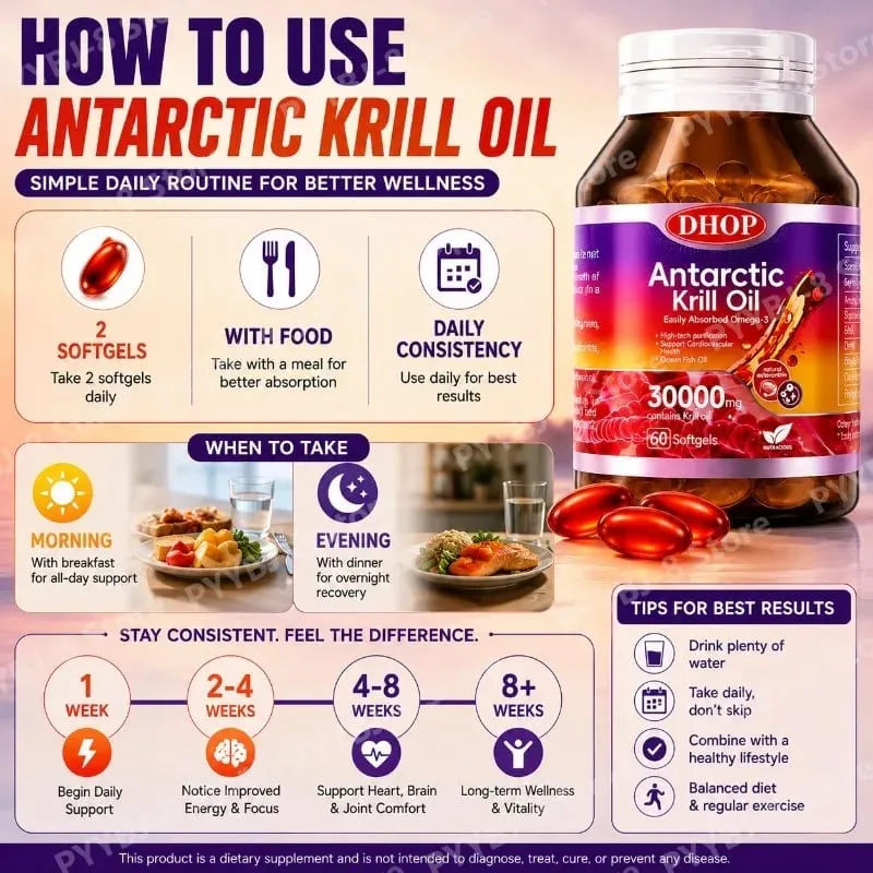 Antarctic Krill Oil Softgels 60 Capsules — 150mg EPA + 70mg DHA and Astaxanthin Support Antioxidant & Cardiovascular Health