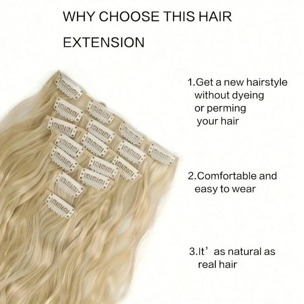 Synthetic Clip In Hair Extensions 7PCS Set Kinky Curly 20inch Long Clip On Hairpiece Style For Women Girls Daily Party — image 7