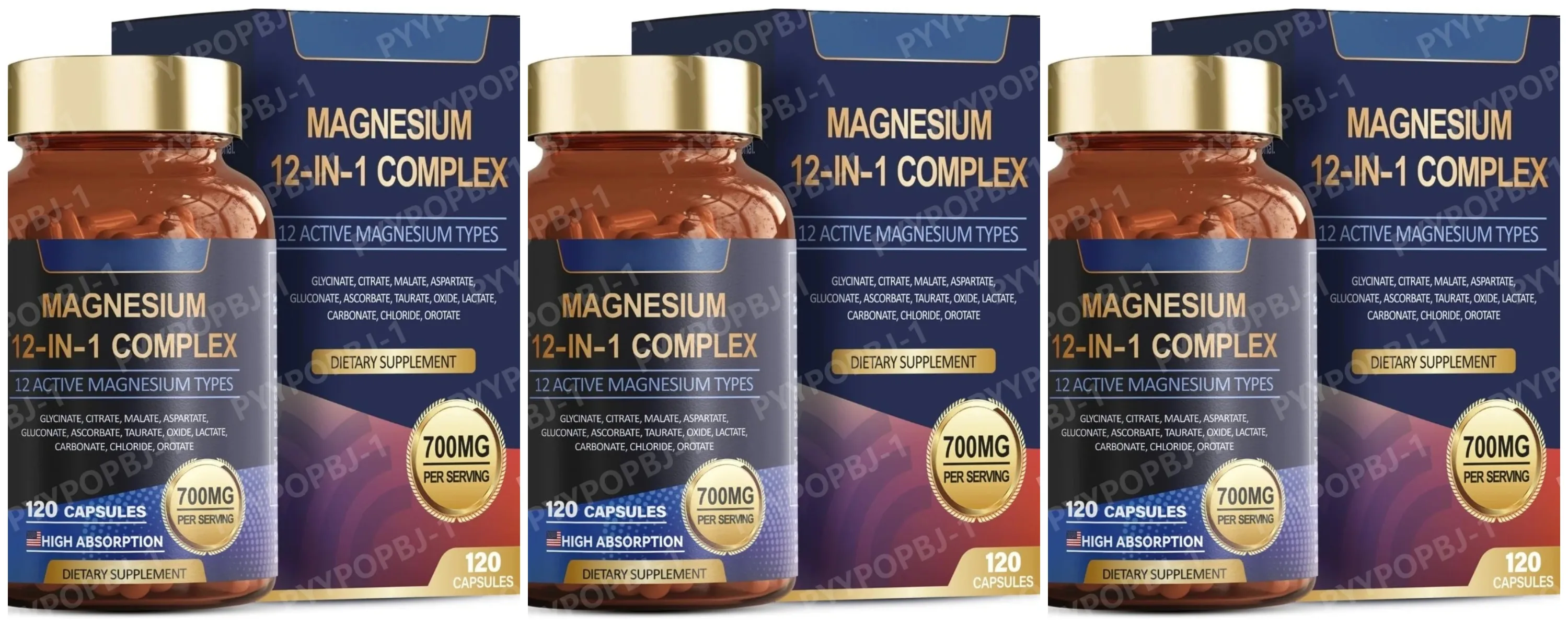 700 mg Magnesiumkomplex12-in-1-Magnesiumpräparat mit Glycinat, Citrat, Malatoxid, Taurat, Aspartat, Orotat, Magnesium