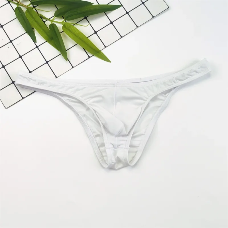4PCS Men High Fork Briefs Mid Waist Elastic Ice Silk Brief Summer Underpants Ice Silk U Convex Pouch Male Underwear Silky Shorts — image 5