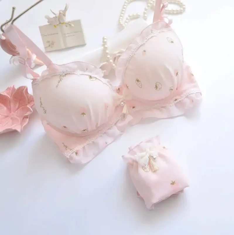 Two-Tone Water Soluble Lace Bralette Set No Underwire Soft Embroidery Cute & Girly Lingerie — image 9