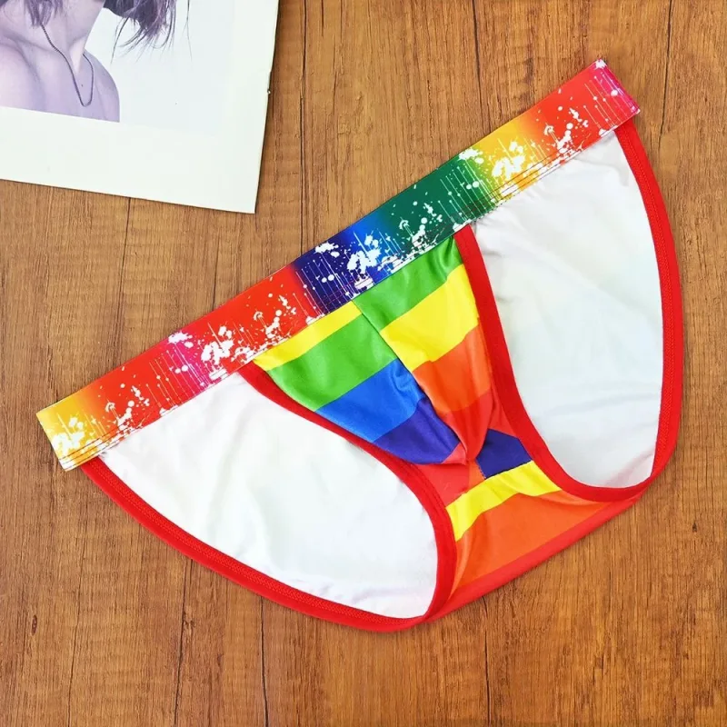 New Man U Convex Pouch Underwear Sexy Rainbow Stripes Briefs Male Swimwear Europe Size S/M/L/XL — image 6
