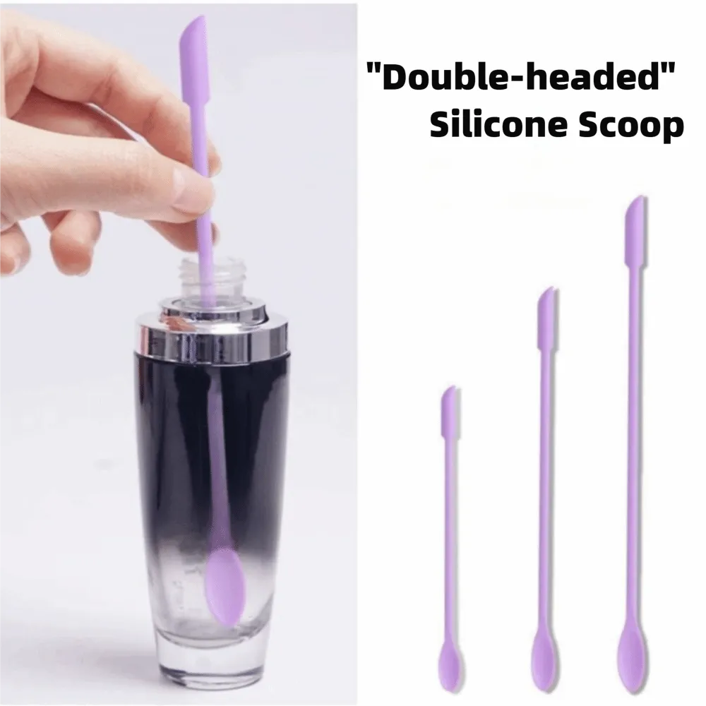 3pcs Portable Mini Silicone Scraper Double-head Soft Cosmetic Digging Spoon Lengthened Face Mask Brush Makeup Brushes Set — image 1