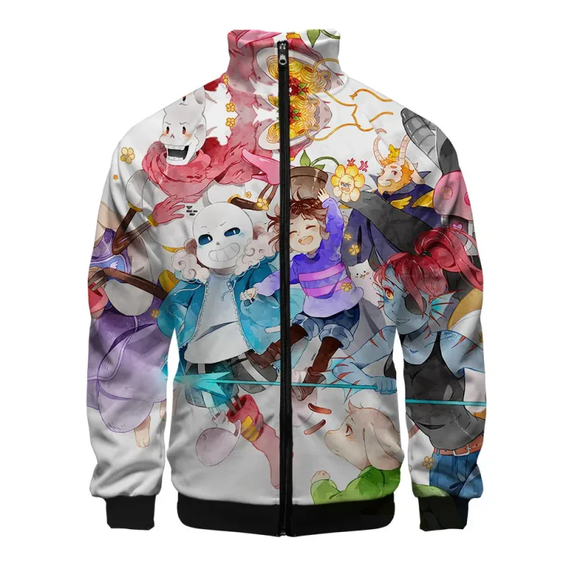 Luxury Popular Sans Undertale 3D Print Zipper Raglan Jacket Windbreaker Boys/Girls Comfortable Stand Collar Jackets Coats — image 12