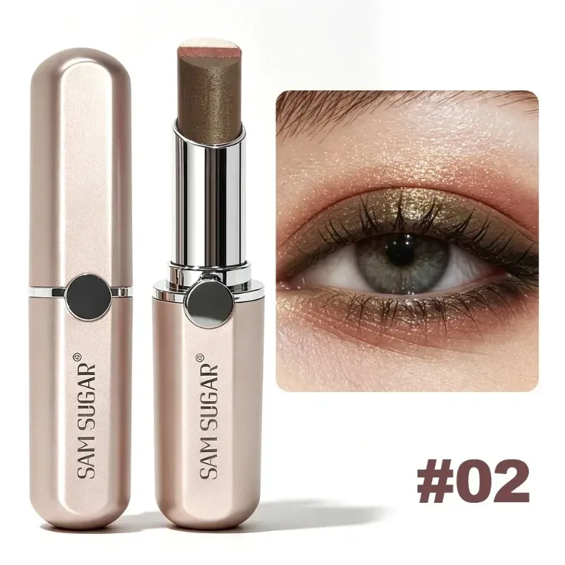 Tricolor Eyeshadow Stick Glitter Highlight Contour Shadow Stick Eye Makeup Waterproof Lasting Shimmer Metallic Eyeshadow Makeup
