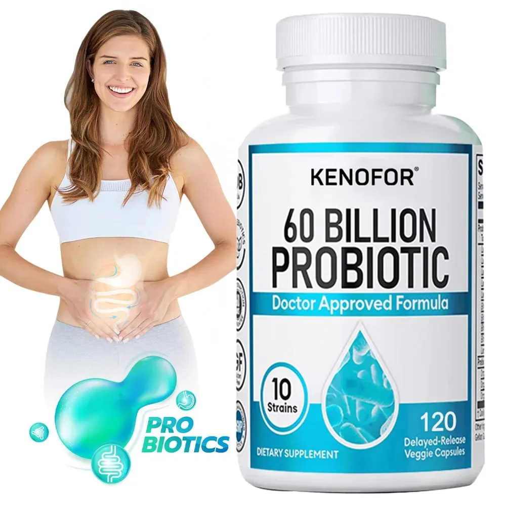 60 Billion Probiotic Supplement - 10 Unique Strains + Organic Prebiotics - Immune System Boosting Support Gut & Digestive Health — image 1