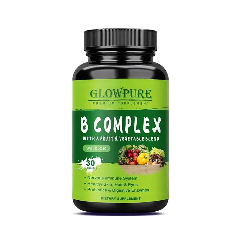 B Complex Vitamins for Nervous System & Energy - Supports Immunity Heart Health Hair Skin & Nails