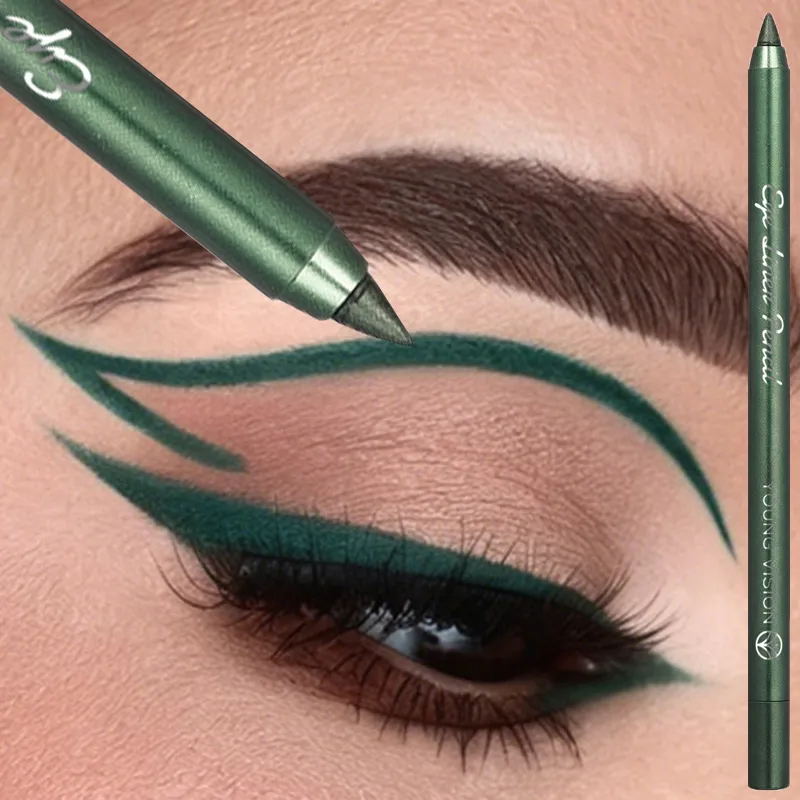 1Pc Waterproof Blue Green Eyeliner Pencil Smudge-Proof Long-Lasting Pearlescent Glitter Eye Liner High Pigmented Punk Eye Makeup — image 4