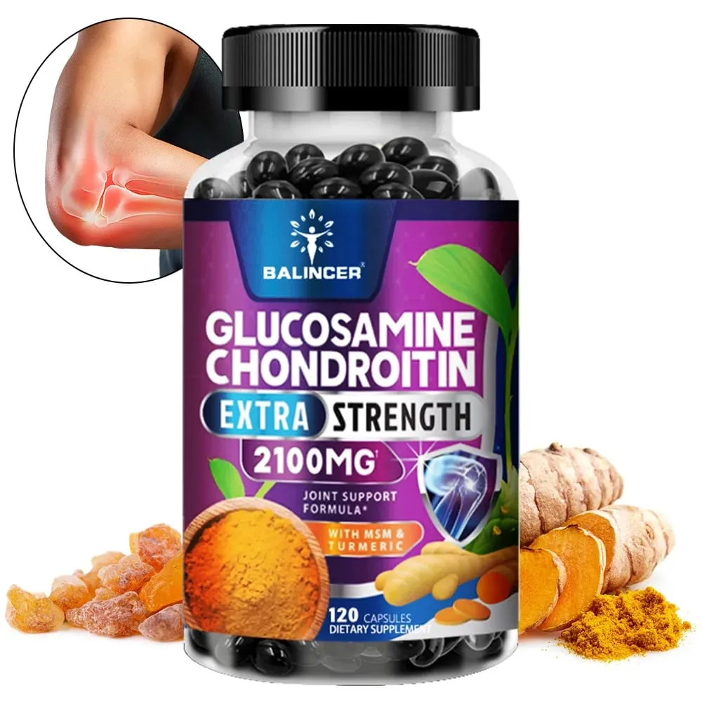 Glucosamine Chondroitin Capsules with Turmeric Root for Support Stress Relief Bone Joint & Immune Health Dietary Supplement — image 1