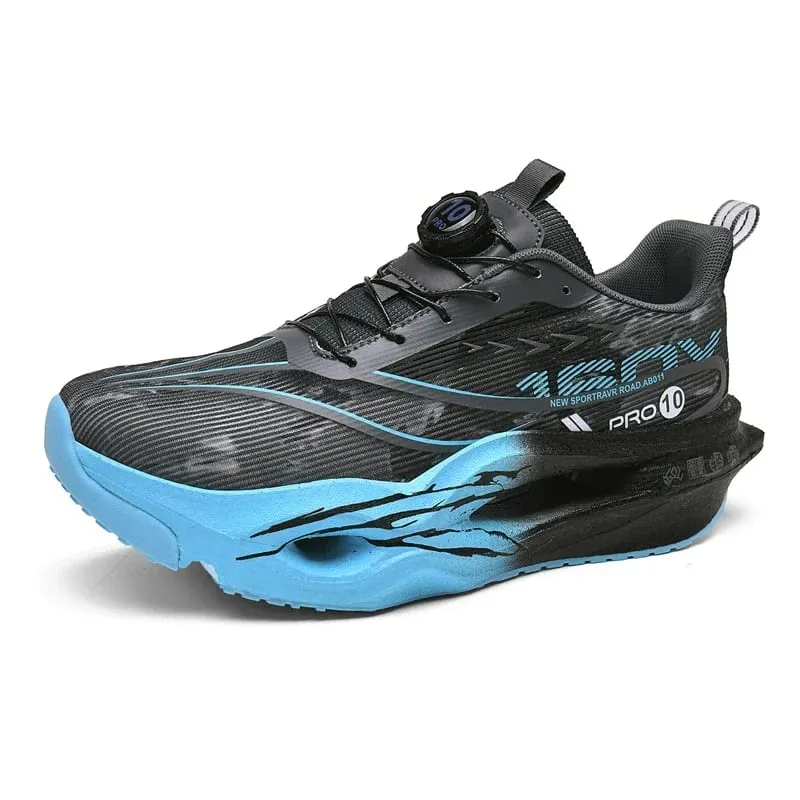 Men Women Carbon Plate Running Shoes Summer Breathable Mesh Racing Sneakers Rotating Buckle Sports Couple Shoes — image 8