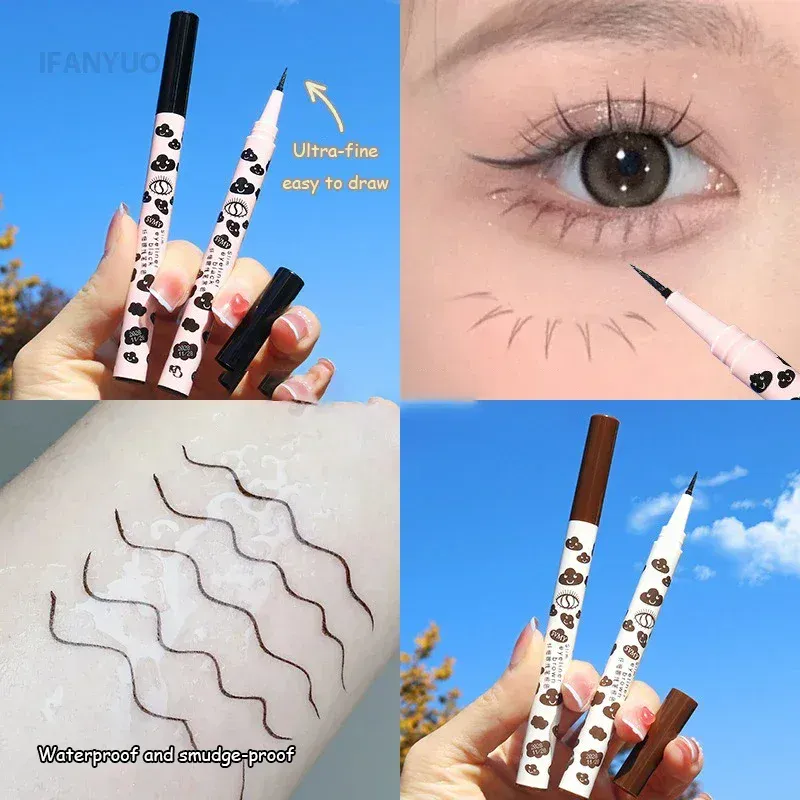 Ultratenké přírodní matné tekuté pero na oční linky Vodotěsné, rychleschnoucí pero na spodní řasy Silkworm Pen Nástroj pro hladké oční líčení s vysokým pigmentem — image 5