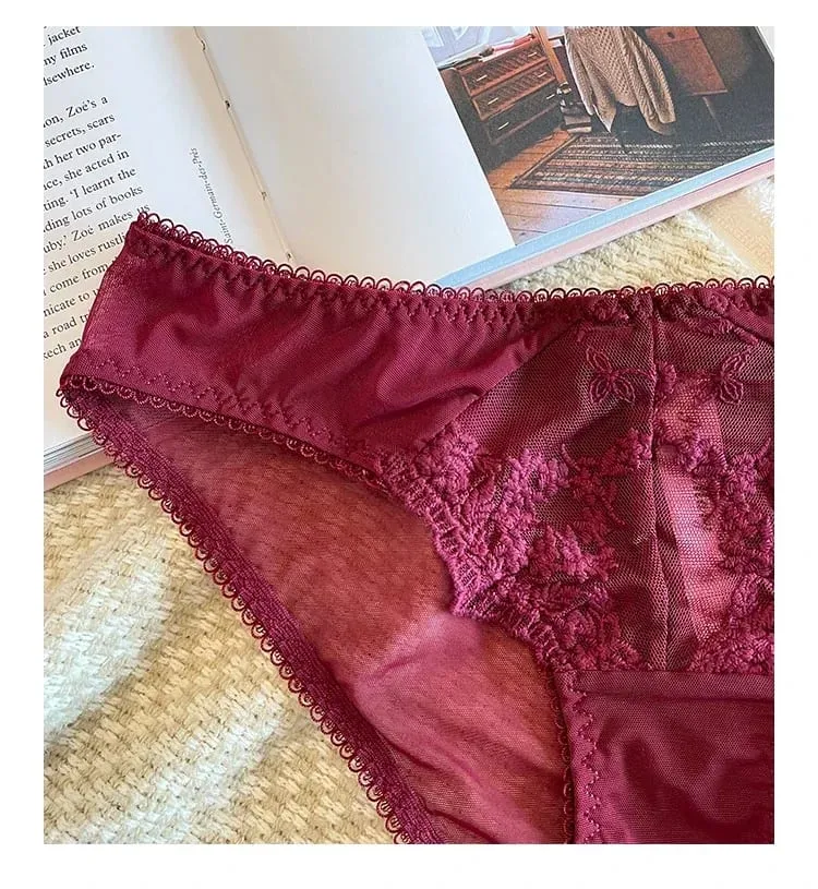 Embroidered Bralette & Panty Set for Women Ultra-Thin Comfort Underwire Support Large Size Lingerie — image 6