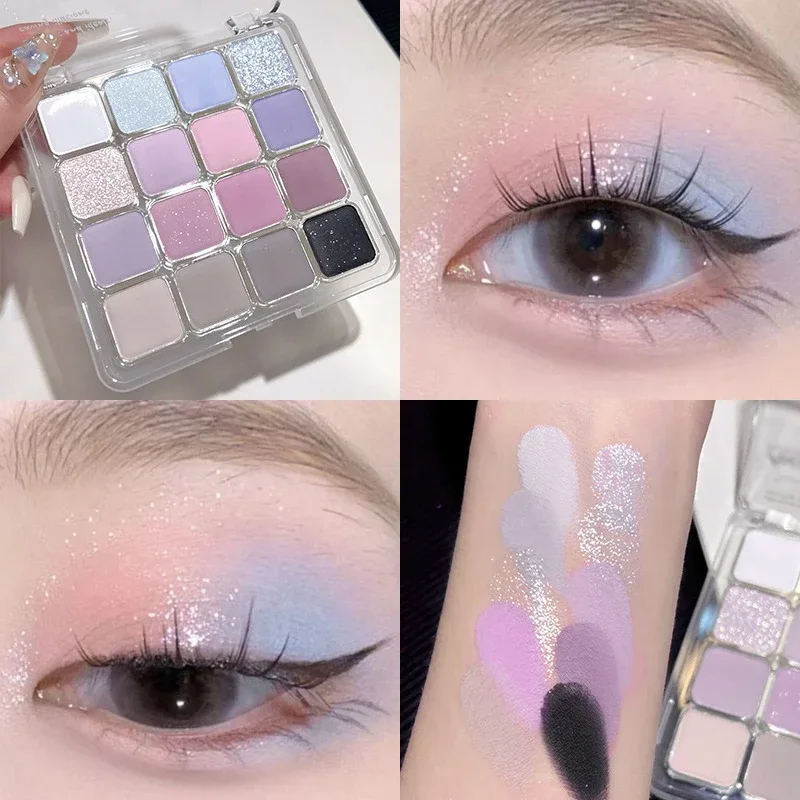 16 Color Eyeshadow Palette Matte Low Saturation Waterproof Glitter Blue Eye Shadow Long Lasting Pink Eyes Makeup Korean Cosmetic