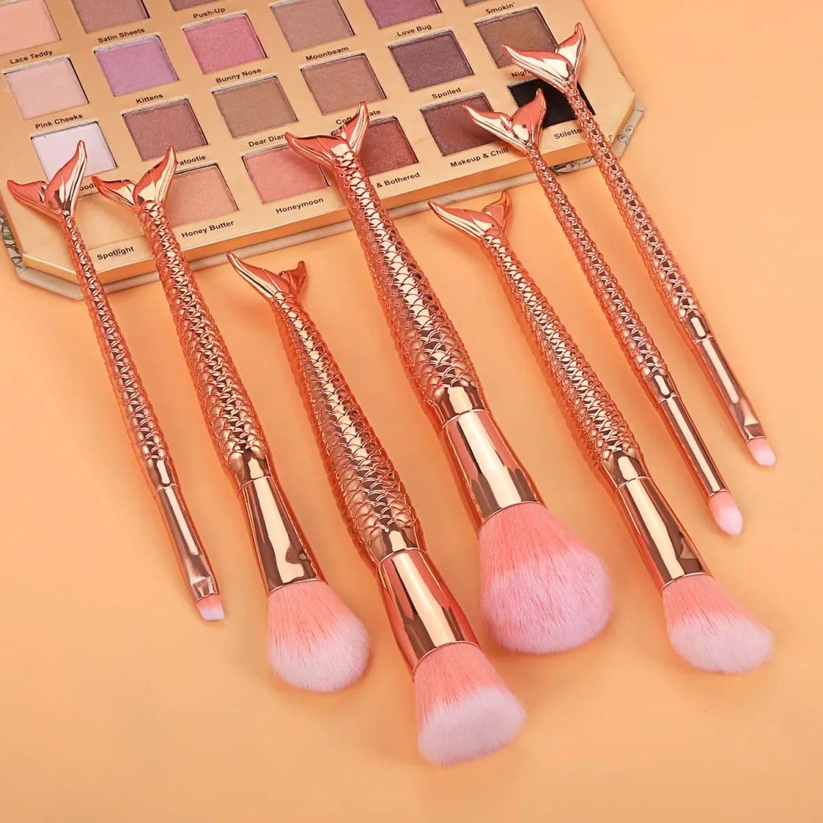 7Pcs Rainbow Mermaid Tail Makeup Brushes Large Powder Blush & Eyeshadow Detail Brushes Starter Beauty Cosmetic Kit — image 5