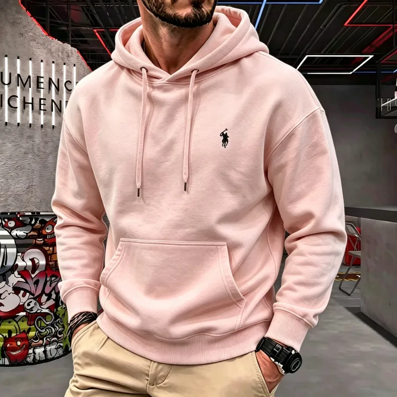 High-end herrhuv med långärmad 2026 höst-vinter lyxig fashionabla hästbroderi golftopp ledig hoodie herrkläder — image 9