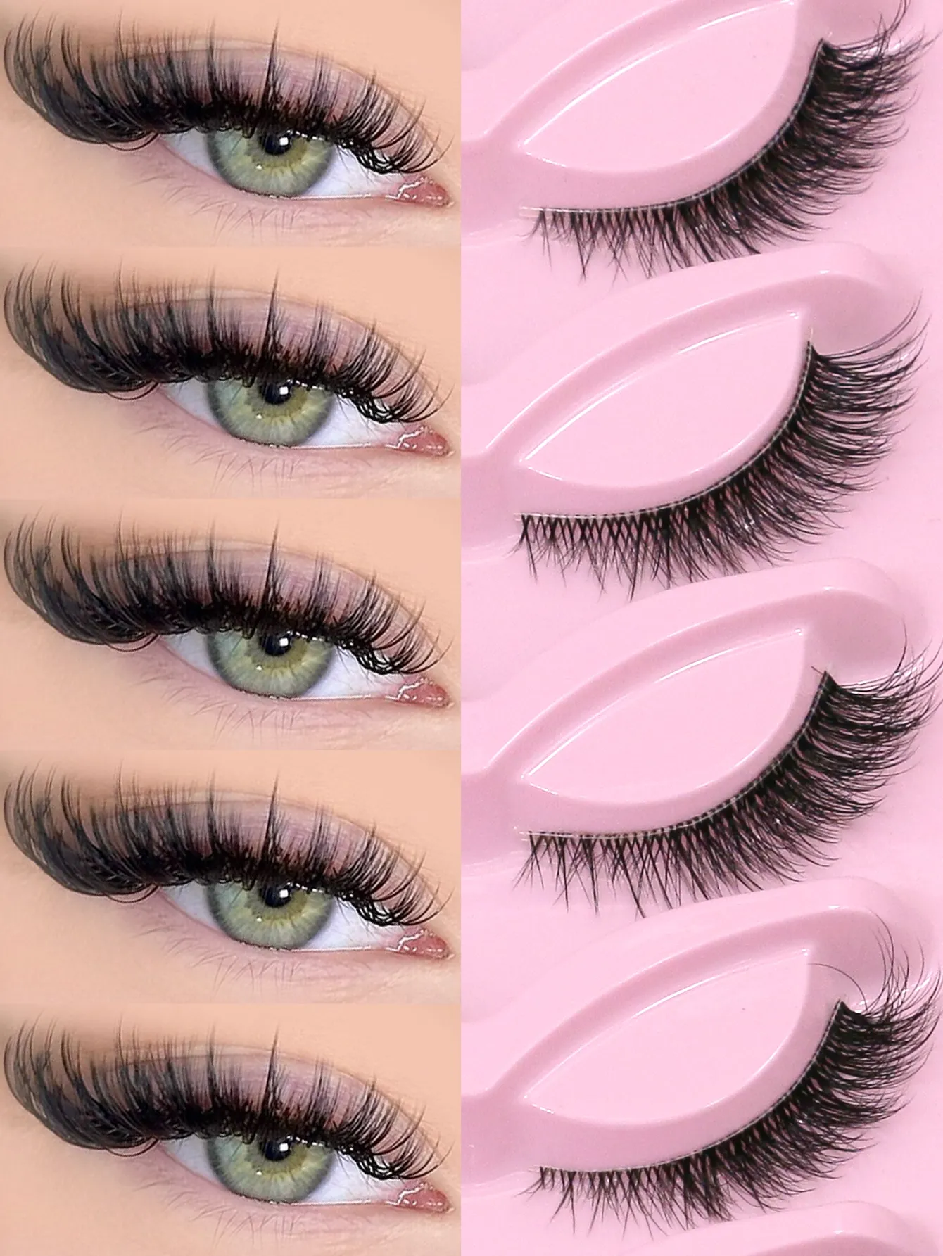 False Eyelashes Fox Eye 7 Pairs Pack Natural Look Fluffy Wispy Cat Eye Lashes Soft Faux Mink Lashes Makeup — image 2