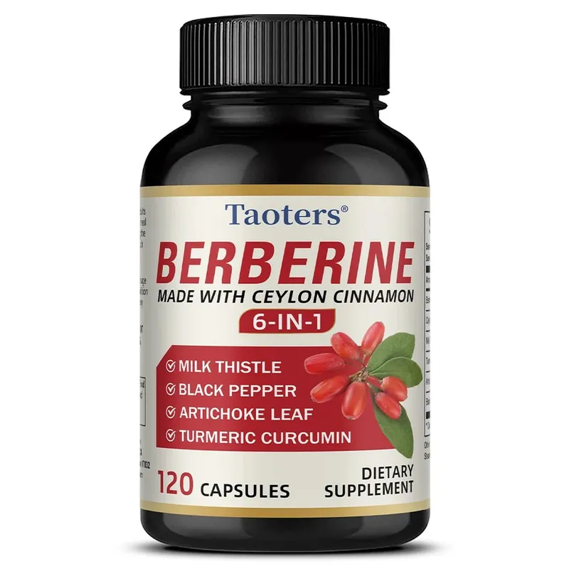 6 in 1 Supplement Berberine with Ceylon Cinnamon Turmeric Milk Thistle Artichoke Black Pepper Support Digestive Liver Health