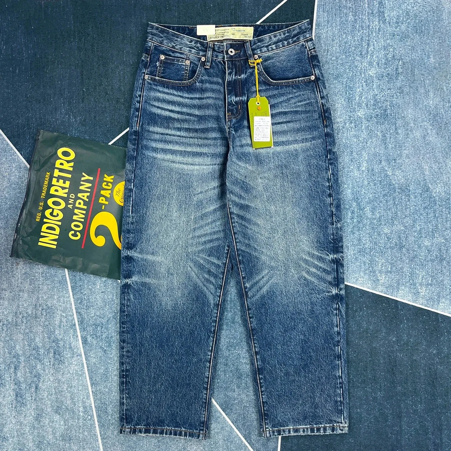 Retro heavyweight slightly tapered loose straight jeans men's American style distressed Ami khaki trousers