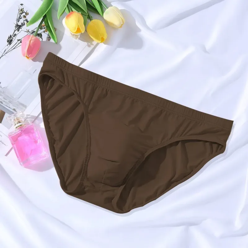 New Big Men's U Convex Underwear Ice Silk Quick Drying Briefs Summer Cool Low Waist Thin Male Underpants Plus Size — image 12