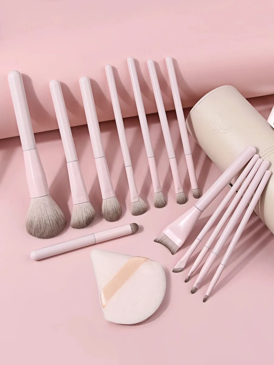 15Pcs Makeup Brushes Set with Storage Bucket & Triangle Powder Puff Foundation Blush Eyeshadow Contour Full Face Makeup Tools — image 2