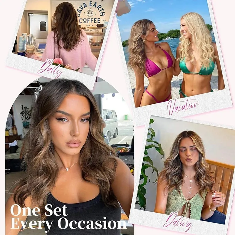 Wig piece wig women's four piece set large wave clip hair synthetic hair extensions — image 7