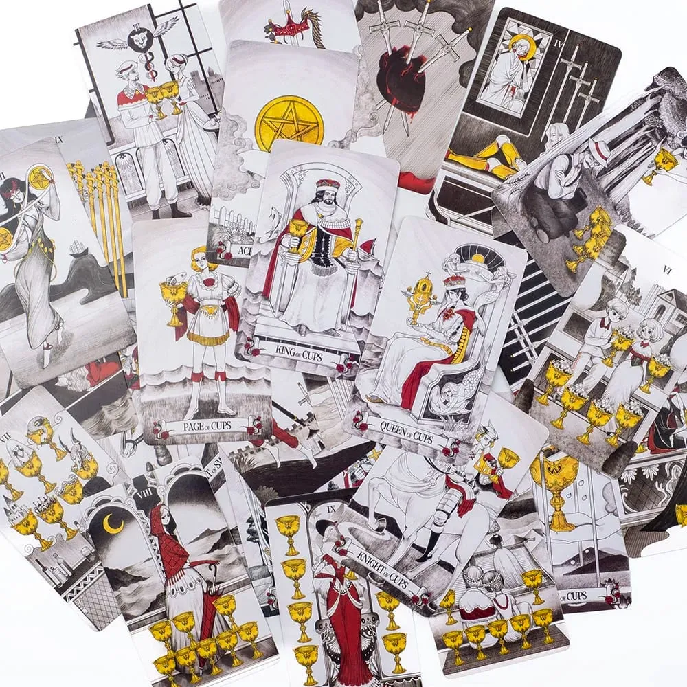 Secret Mirror Tarot Cards 10.3*6Cm Feminine Art Tarot In Rich Symbolism with Monochrome Realm:Black White Red Gold — image 6