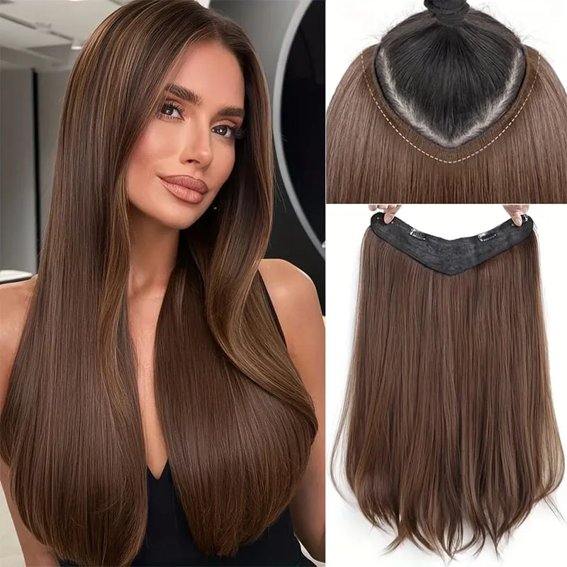 24'' Clip in Hair Extensions Long Straight Clip Hair Piece Extensions for Women Synthetic Natural Straight Hairpieces Extension — image 9