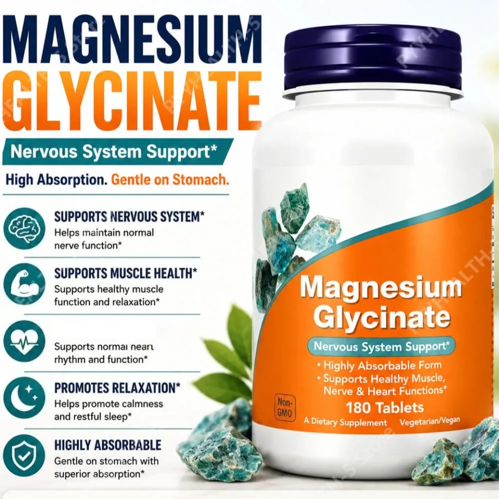 Magnesium Glycinate Supplement 180 Tablets Chelated Bisglycinate Dietary Tablets for Men & Women Gentle Daily Mineral Support — image 1