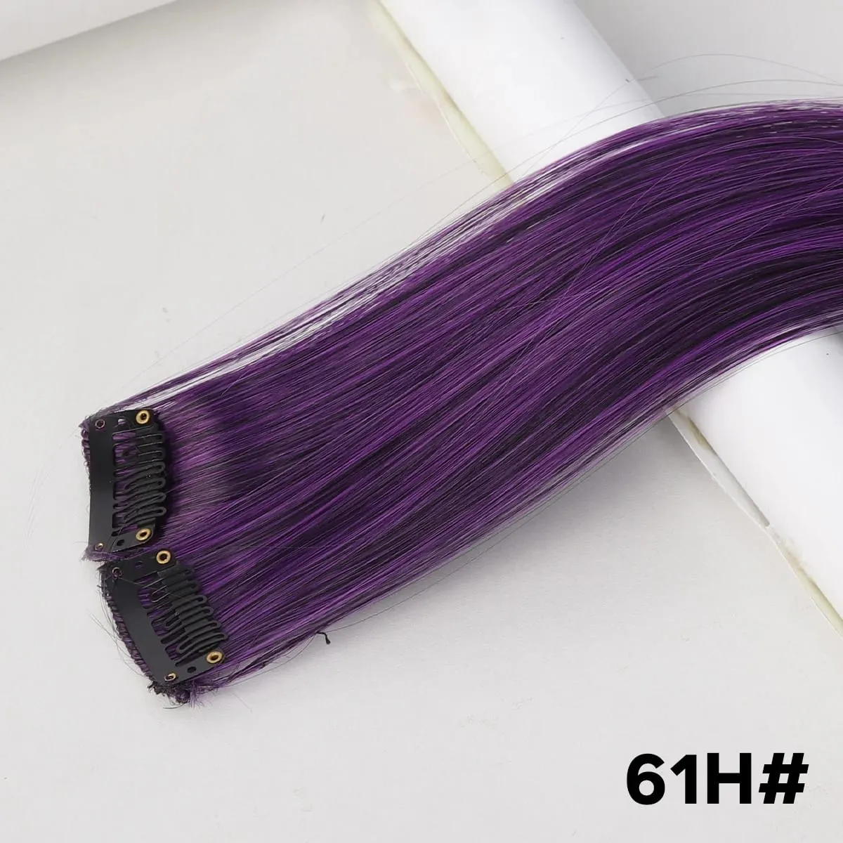 2PCS synthetic color hair extension piece wig women's highlighting clip hair heat-resistant wig piece long straight hair — image 19