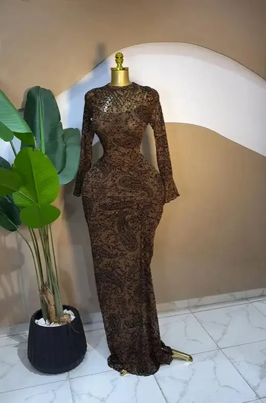 CM.YAYA 2025 Women Long Sleeve Ruched Mesh See Though with Lining Bodycon Long Dress Fall Evening Birthday Sexy Party Dresses — image 6