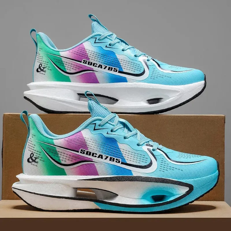 Unisex Lightweight Breathable Running Shoes - Cushioning and Wear-Resistant Technology White/Blue/Orange Color Combination Low-Top Mesh Design Suitable for Marathon Sprint and Casual Wear - All-Season Sneakers with Flexible Rubber Sole — image 3