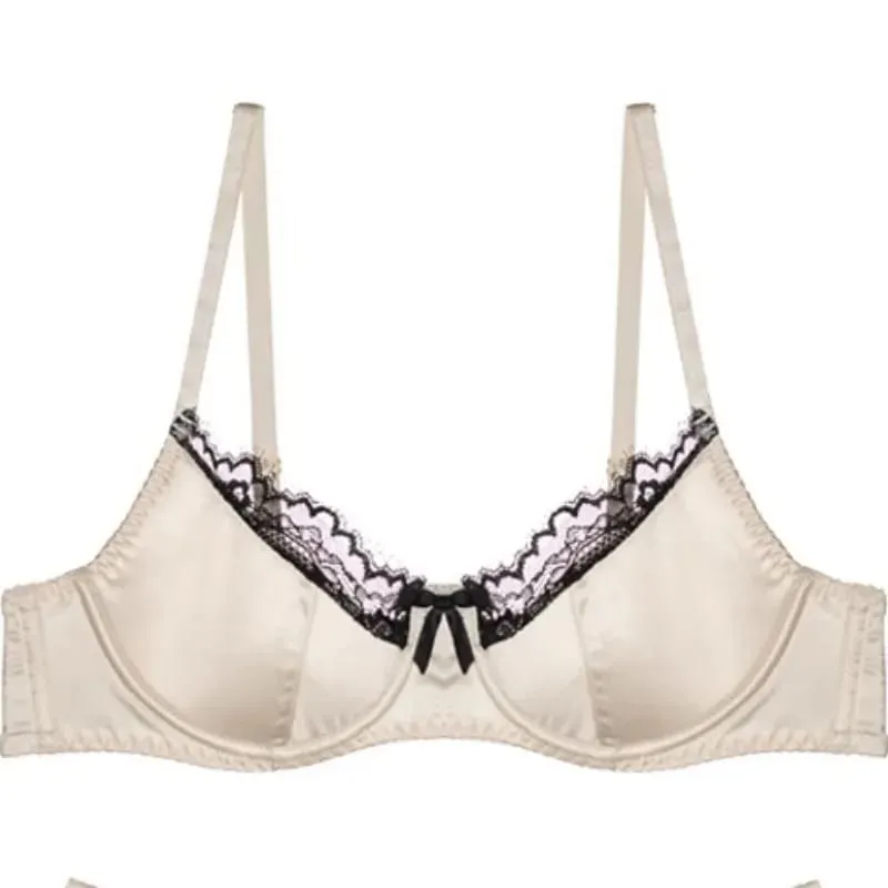 Red Satin Bra Set Dopamine Lingerie for Small Chest Push Up Gathers Anti Sagging Sexy Lace Bralette for Women Pure Sensual — image 4