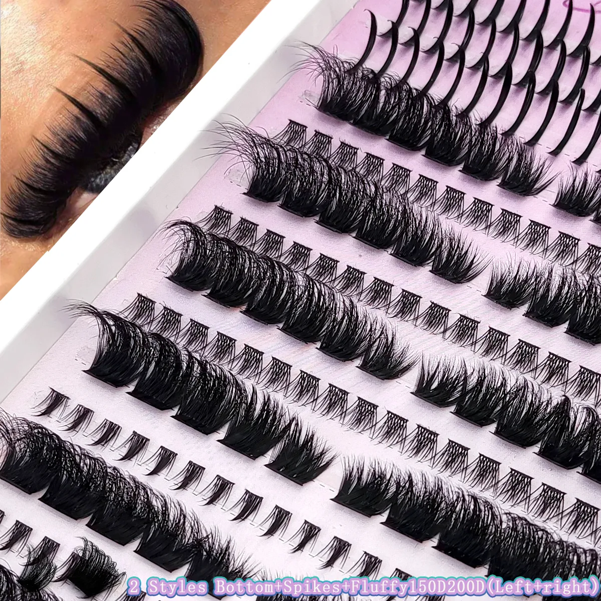 New Fluffy 60D-200D Bottom&Spiky Lashes Clusters Volume Individual Lashes Cluster Extensions Spikes Lashes Clusters eye — image 3