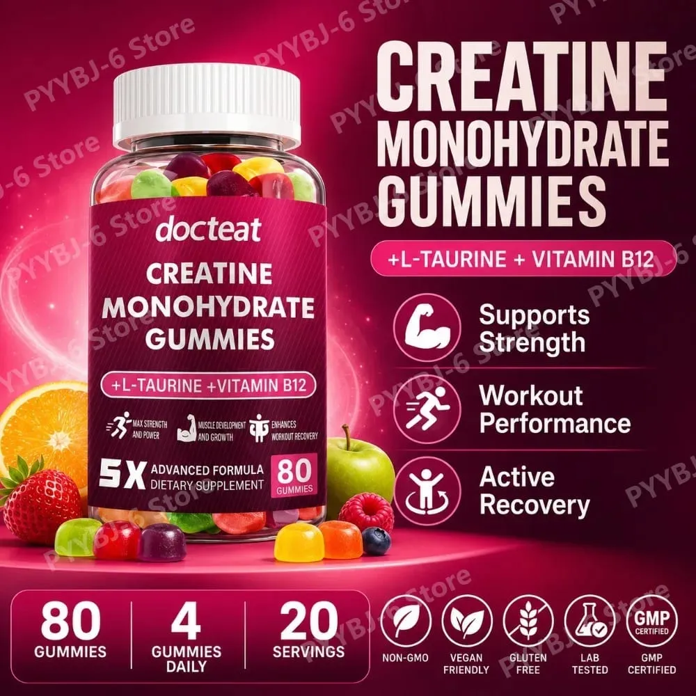 Creatine Monohydrate Gummies 80 Count with Taurine Vitamin B12 Chewable Sports Nutrition Supplement for Muscle & Energy Support — image 2