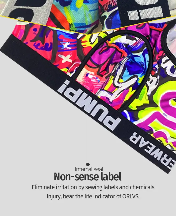 1PCS Men's Cotton Nylon Blend Boxer Briefs All-Over Graffiti Print Wide Elastic Waistband Non-Tight Fashion Sport Underwear — image 12