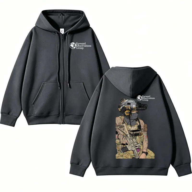 Forward Observations Group Graphi Zip Up Hoodie Fashion Skeleton Gothic Sportwear Men Women Fleece Loose Jackets Streetwear Male — image 15