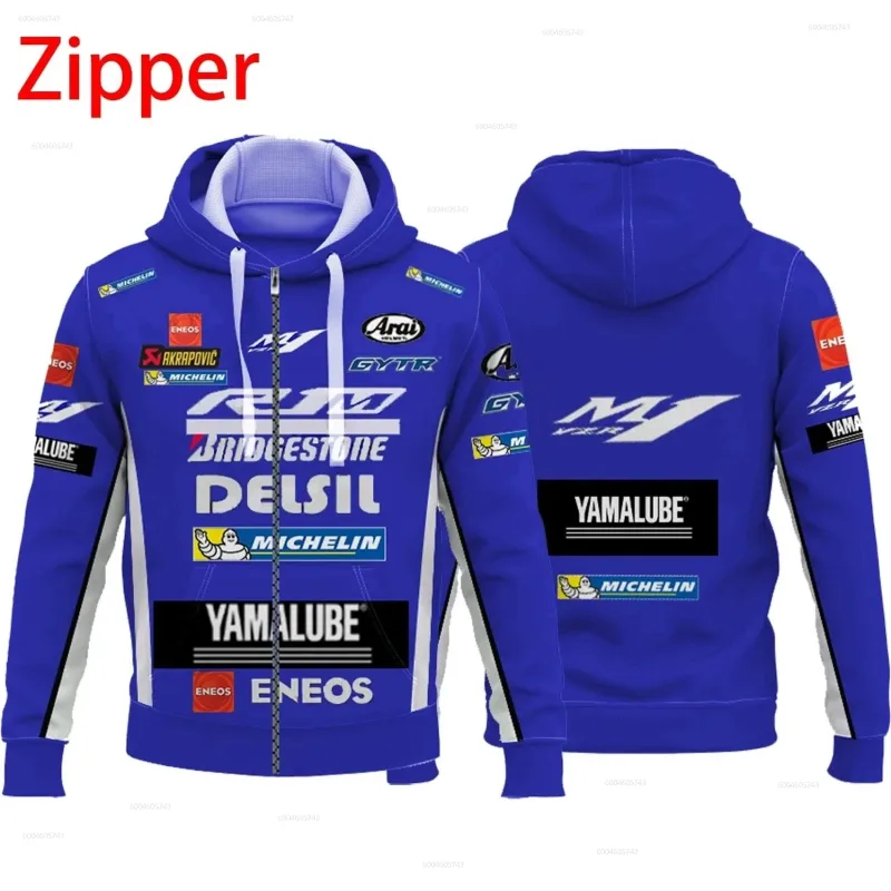 M1 Yamaha men's new fashionable printed riding jacket motorcycle hooded shirt Yamaha racing suit hooded zipper fashion top — image 5