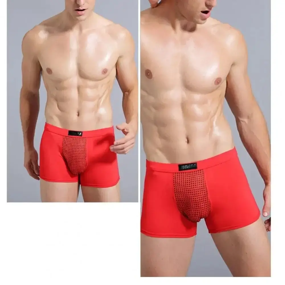 Men Boxers Sweat Absorption U Convex Magnetic Physiological Underwear Massage Solid Color Plus Size Men Underpants Inner Wear Cl — image 2