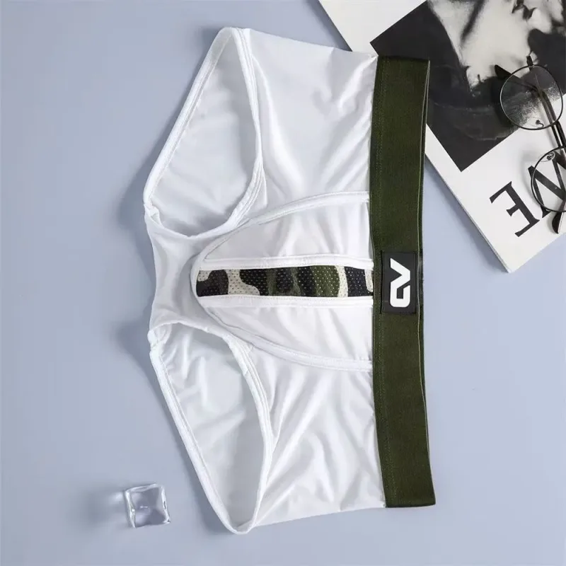 2026New men's personalized ice silk U convex low waist mesh breathable briefs, underwear fashion M388 — image 12